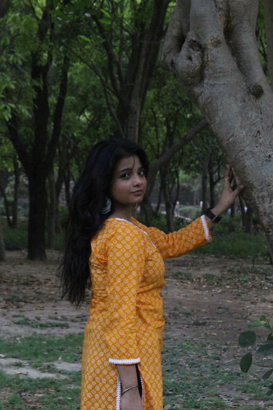 Sunshine Blossom Cotton Kurti